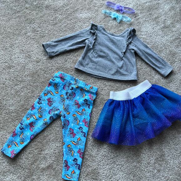 My Little Pony Long Sleeve, Leggings, Tutu, Headbands 3-Piece Outfit Size: 12M - Picture 11 of 13